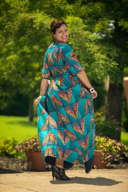 Turquoise Triangular flair dress - Image 2